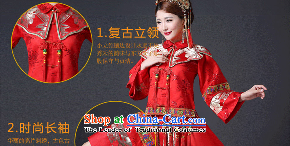 Sau Wo Service qipao Chinese wedding gown wedding long long-sleeved red bride bows services wedding dress 2015 New Red S picture, prices, brand platters! The elections are supplied in the national character of distribution, so action, buy now enjoy more preferential! As soon as possible.