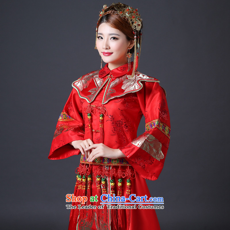 Sau Wo Service qipao Chinese wedding gown wedding long long-sleeved red bride bows services wedding dress 2015 New Red S, in accordance with the Lena (YILAINA) , , , shopping on the Internet