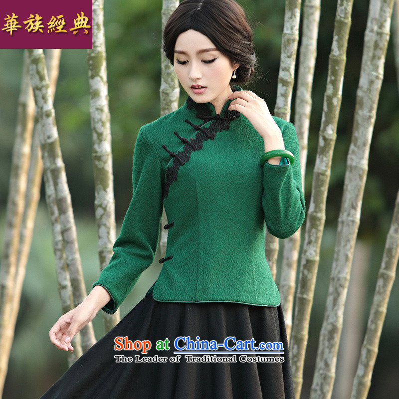 Chinese New Year 2015 classic ethnic Chinese classical style with Ms. Tang Chiu-long-sleeved jacket improved temperament Han-green?L
