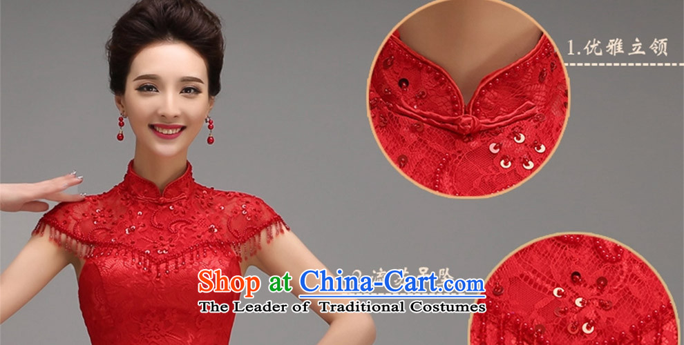 Toasting champagne marriage services 2015 new qipao Fall/Winter Collections fashion improved short, red bride dress thin female red video 