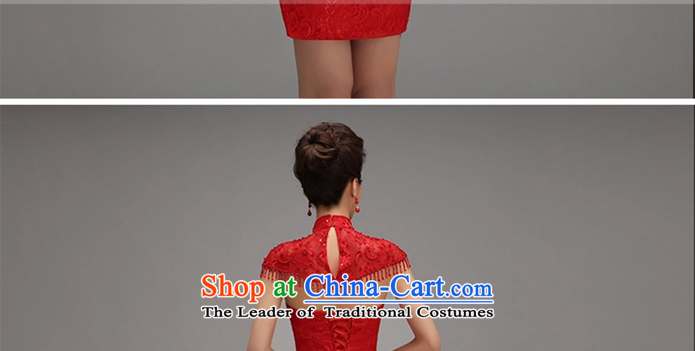 Toasting champagne marriage services 2015 new qipao Fall/Winter Collections fashion improved short, red bride dress thin female red video 