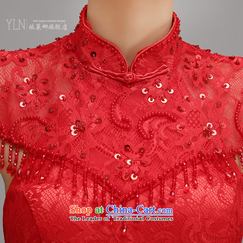 Toasting champagne marriage services 2015 new qipao Fall/Winter Collections fashion improved short, red bride dress thin female Red Sau San video M to Lena (YILAINA) , , , shopping on the Internet