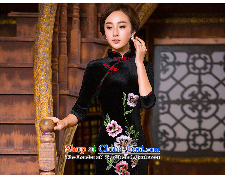 Time the  new 2015 Syria Kim qipao retro style, scouring pads long black embroidered 7 load cheongsam dress cuff mother S pictures, price black, brand platters! The elections are supplied in the national character of distribution, so action, buy now enjoy more preferential! As soon as possible.