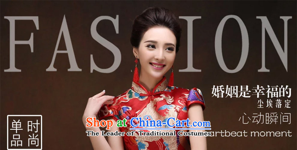 Sau Wo Service 2015 new bride qipao Chinese wedding dress red bows service improvement, Retro into wine red S picture, prices, brand platters! The elections are supplied in the national character of distribution, so action, buy now enjoy more preferential! As soon as possible.