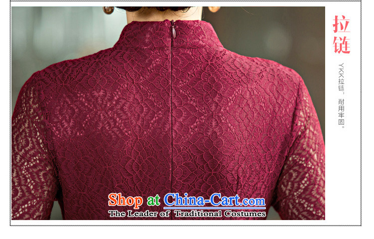 Time the  new autumn 2015 Syria lace elegant qipao improvement cuff retro style in Sau San long cheongsam dress cheongsam with mother deep red M picture, prices, brand platters! The elections are supplied in the national character of distribution, so action, buy now enjoy more preferential! As soon as possible.