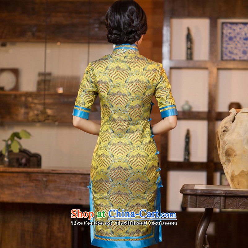 Chinese New Year 2015 classic-chiu, long-sleeved improved cheongsam dress long Chinese Dress Short of nostalgia for the President of the China-classic cuff M ( , , , ) HUAZUJINGDIAN shopping on the Internet