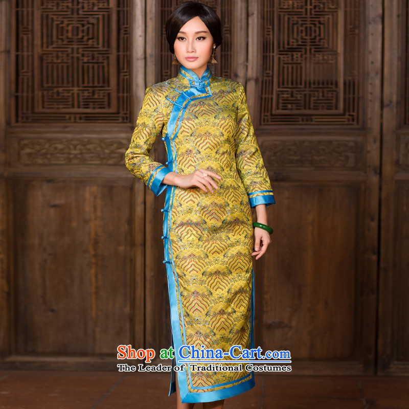 Chinese New Year 2015 classic-chiu, long-sleeved improved cheongsam dress long Chinese Dress Short of nostalgia for the President of the China-classic cuff M ( , , , ) HUAZUJINGDIAN shopping on the Internet