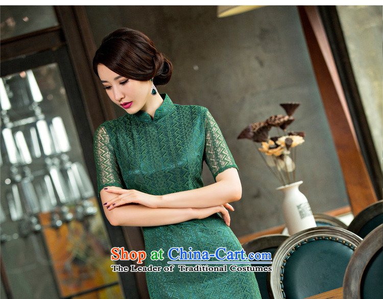 Time the  new 2015 Syria cheongsam dress autumn lace retro improved cheongsam dress code load mother Sau San large qipao green XL Photo, prices, brand platters! The elections are supplied in the national character of distribution, so action, buy now enjoy more preferential! As soon as possible.