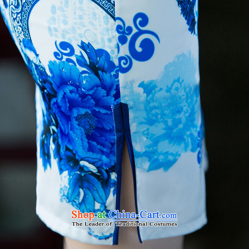 The term Tsing 2015 歆 porcelain cheongsam dress improved dresses, new retro autumn qipao cheongsam with 7 color photo L SZ3C004 cuff 歆 ink (MOXIN) , , , shopping on the Internet