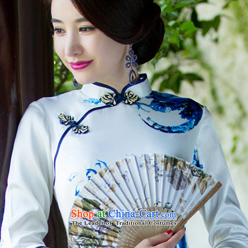 The term Tsing 2015 歆 porcelain cheongsam dress improved dresses, new retro autumn qipao cheongsam with 7 color photo L SZ3C004 cuff 歆 ink (MOXIN) , , , shopping on the Internet
