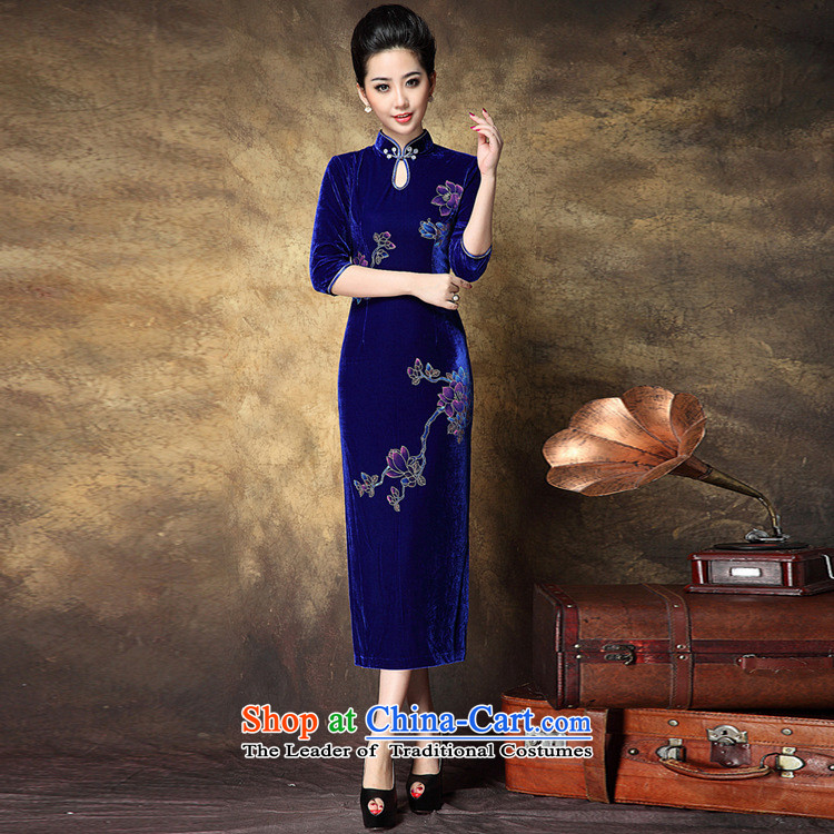 Web soft clothes China wind-know the rich and elegant ladies new products embroidered retro personality magnificent courage empty blue qipao XXL picture, prices, brand platters! The elections are supplied in the national character of distribution, so action, buy now enjoy more preferential! As soon as possible.