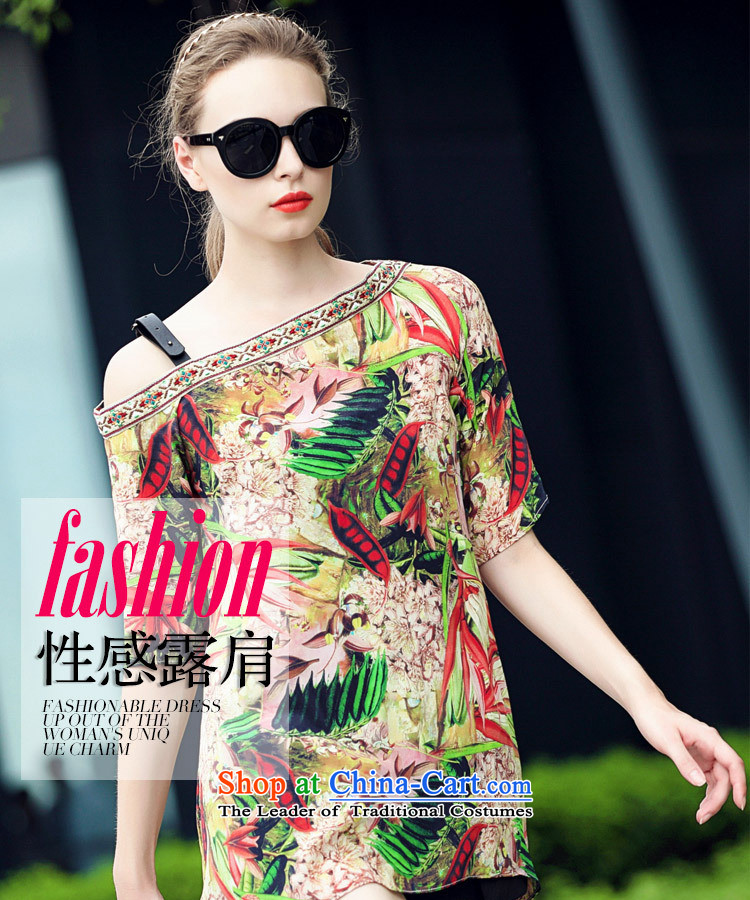Web soft clothes Western women's summer new small-quality culture silk stamp sexy picture color T-shirt Shoulder L picture, prices, brand platters! The elections are supplied in the national character of distribution, so action, buy now enjoy more preferential! As soon as possible.