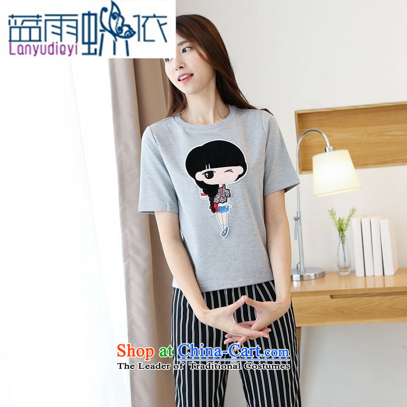 Ya-ting shop 2015 new products fall Korean ladies' pants with two-piece with strap gray TWK8036 M Blue rain butterfly according to , , , shopping on the Internet