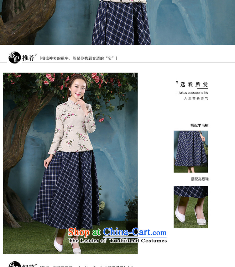 At 2015 new pro-cotton linen thick cotton qipao skirt Sau San daily improved stylish dresses, T-shirt shirt +CDN Diamond blue long skirt 2XL Photo, prices, brand platters! The elections are supplied in the national character of distribution, so action, buy now enjoy more preferential! As soon as possible.