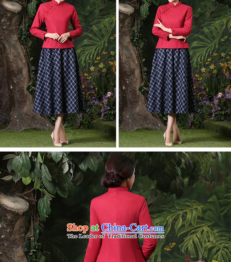 At 2015 new pro-thick cotton linen dresses shirts plus improved daily retro style Chinese autumn and winter, BLOUSES +CDN Diamond blue long skirt S picture, prices, brand platters! The elections are supplied in the national character of distribution, so action, buy now enjoy more preferential! As soon as possible.