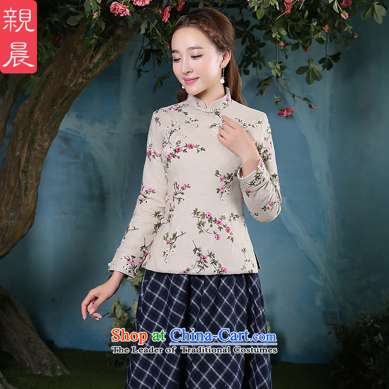 At 2015 new pro-cotton linen thick cotton qipao skirt Sau San daily improved stylish dresses, T-shirt , L, pro-am T-shirt shopping on the Internet has been pressed.