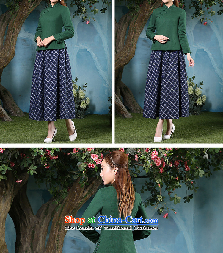 The pro-am new cotton linen cheongsam dress dresses 2015 improved daily retro style autumn and winter, Sau San shirt +CDN shirt Diamond blue long skirt 2XL Photo, prices, brand platters! The elections are supplied in the national character of distribution, so action, buy now enjoy more preferential! As soon as possible.