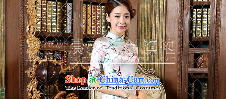 Morning New Autumn Love cheongsam with retro long improved stylish heavyweight silk cheongsam dress in Chinese cuff Magnolia skyblue L picture, prices, brand platters! The elections are supplied in the national character of distribution, so action, buy now enjoy more preferential! As soon as possible.