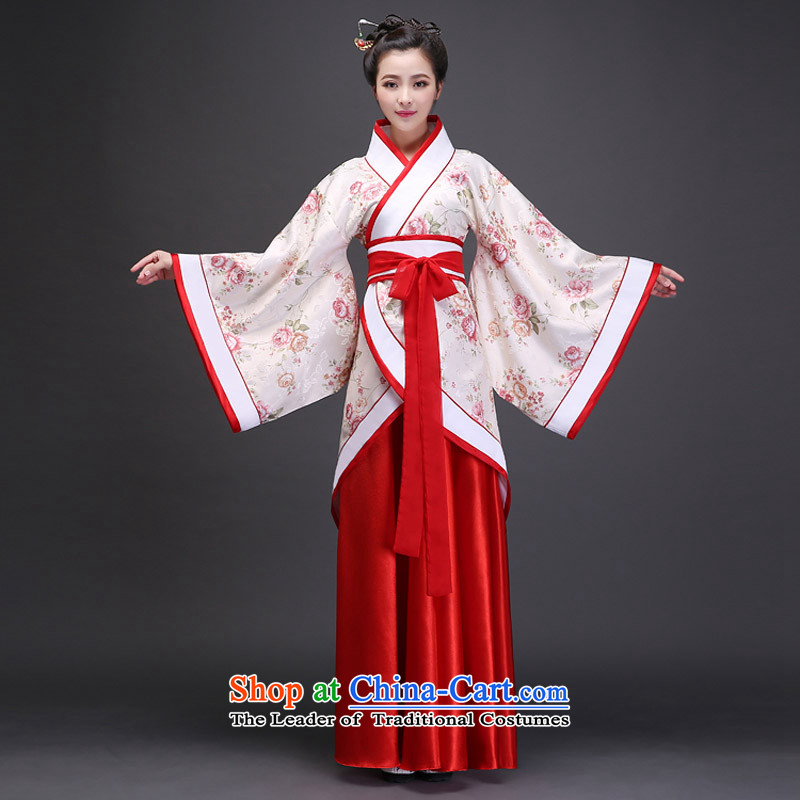Syria costume Han-hour fairies skirt gliding clothing Tang Dynasty Han-Women's ancient lady in the Guzheng show floor floor white photographic portrait are suitable for time code 160-175cm, Syrian shopping on the Internet has been pressed.