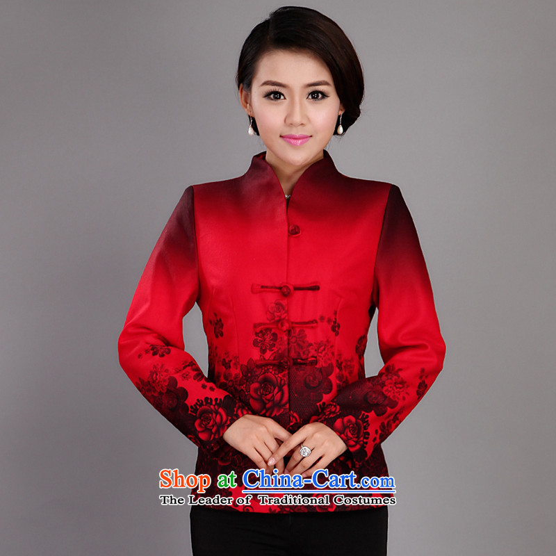 The Cave of the elderly and stylish Chinese mother collar installed in autumn and winter Ms. older thick hair? Tang jackets?3XL 2012 Red