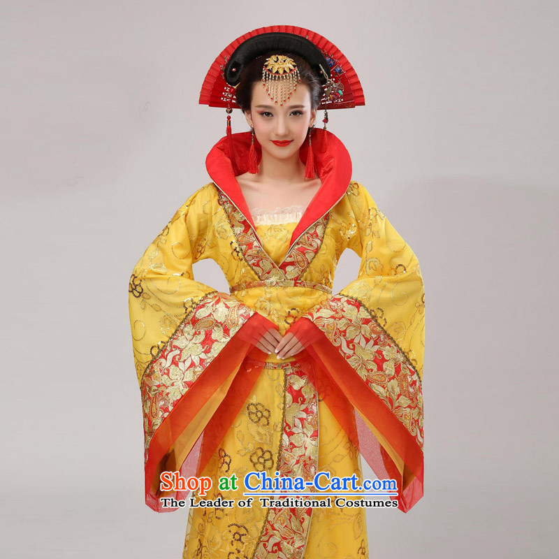 Time Gold Han-Syrian women's ancient clothing fairies Han-Tang Dynasty to the Tang Dynasty Gwi-floor, Queen's photo album guzheng female television programs will stage yellow building are suitable for time Syria 160-175cm, code , , , shopping on the Inter