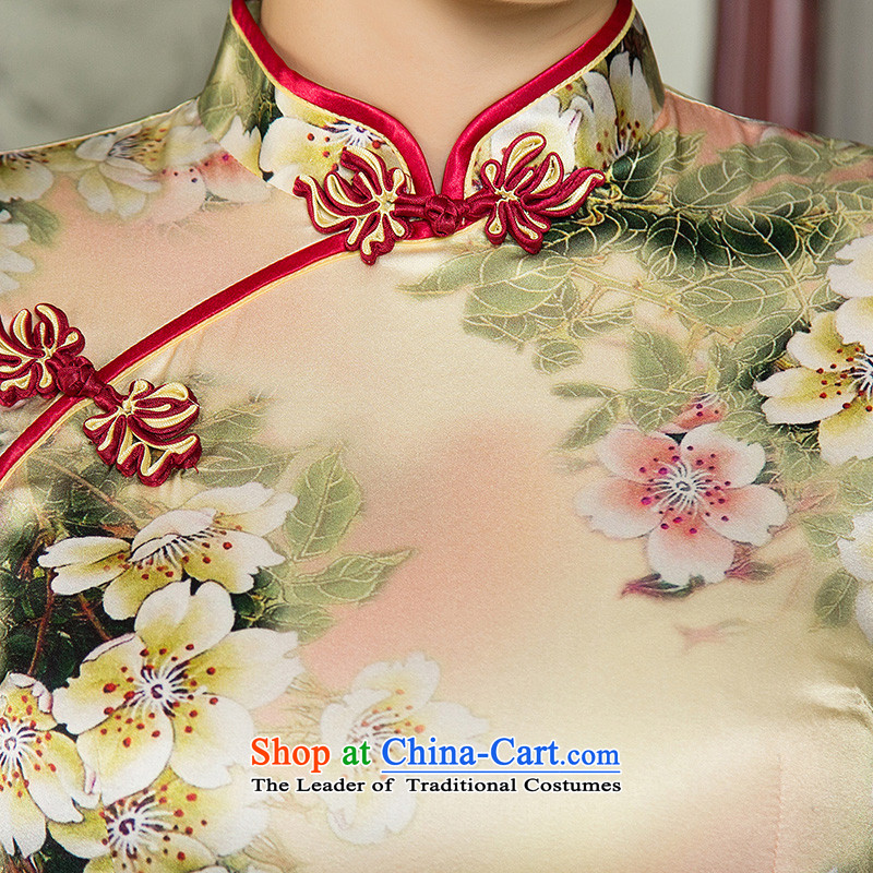 The Hon Audrey Eu Yuet-歆 Silk Cheongsam autumn 2015 installed new improvements in the skirt qipao cuff retro cheongsam dress of ethnic women  S ink color picture SZ3S007 歆 MOXIN () , , , shopping on the Internet