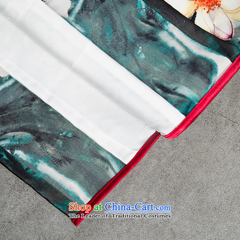 The Night incense 歆 2015 heavyweight Silk Cheongsam fall inside the new president cheongsam dress improved 7 cuff retro qipao skirt SZ3S014 Picture Color Ink (MOXIN 歆 XL,....) shopping on the Internet