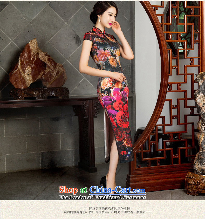 Print with floral displays 2015 Long 歆 qipao fall inside the new mother replacing cheongsam dress temperament retro qipao improvement long skirt M11020 qipao picture color pictures, prices, XL brand platters! The elections are supplied in the national character of distribution, so action, buy now enjoy more preferential! As soon as possible.