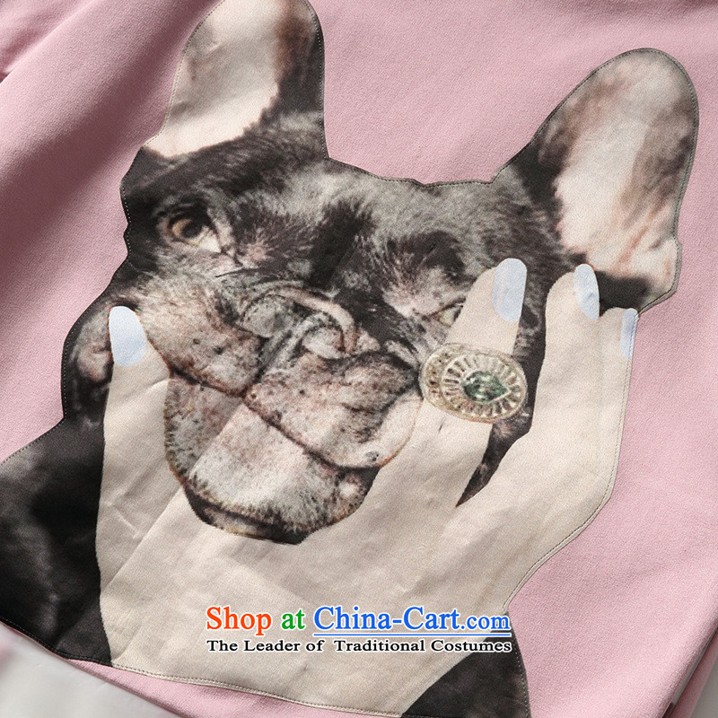 Web soft clothes for the new autumn 2015 for women stamp pets pattern the yarn short-sleeved T-shirt and women kit 353B306 pink S Cheuk-yan xuan ya (joryaxuan) , , , shopping on the Internet