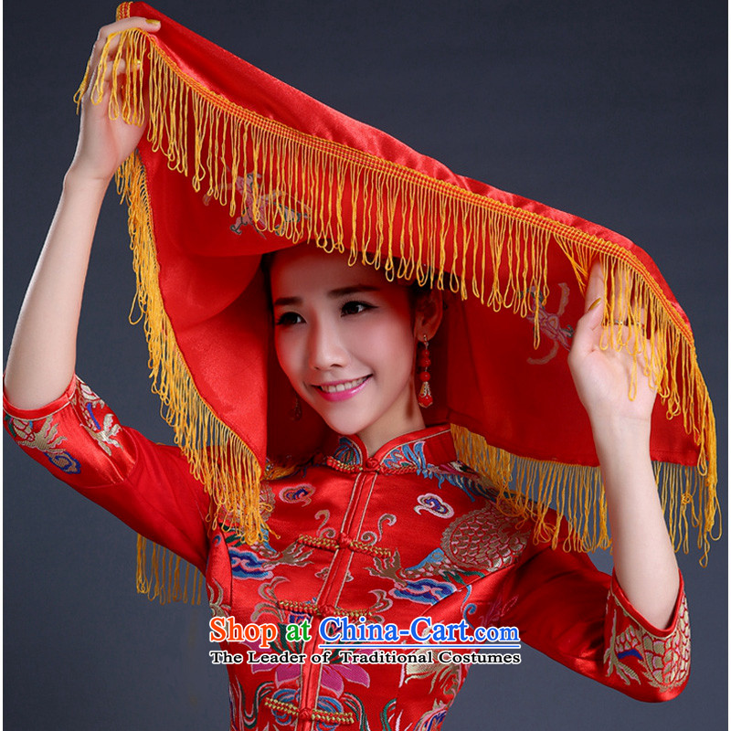 In the new marriage celebration friends Red Shawl wedding supplies bride dowry d lid marriages accessories red and legal embroidery red cap, Yi (LANYI) , , , shopping on the Internet
