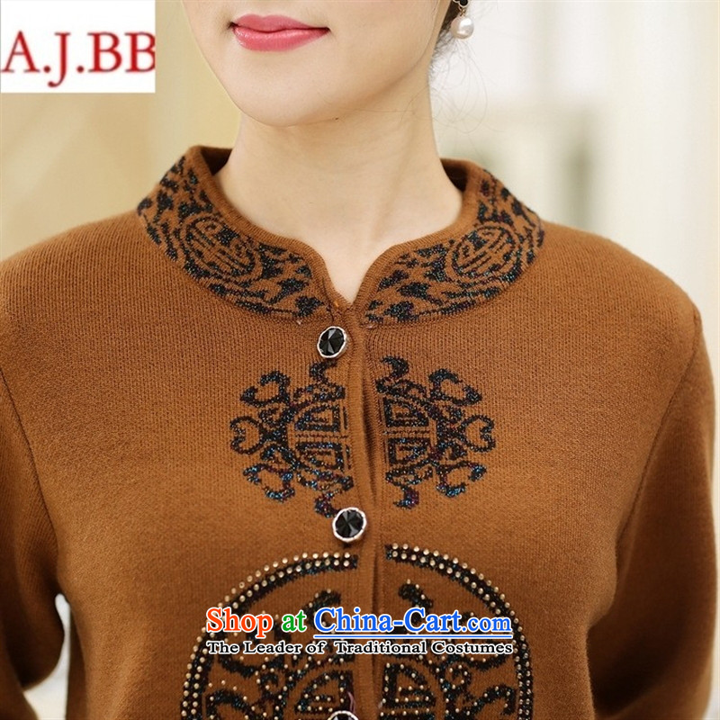 Orange Tysan * autumn and winter in the new Elderly Women's mother woolen coats cardigan grandma loaded thick Sweater Knit shirts female blue 110,A.J.BB,,, shopping on the Internet