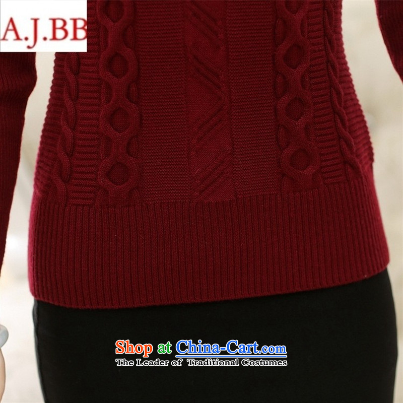 Orange Tysan * new middle-aged female winter clothing long-sleeved sweater MOM pack trendy Sau San code Solid Color High-collar, forming the woolen sweater black 115,A.J.BB,,, shopping on the Internet