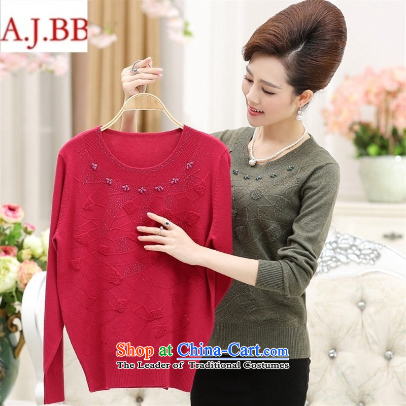 Orange Tysan* women older knitted shirts autumn middle-aged women 40-50-year-old mother knitted sweaters shirt women drill hot red 110,A.J.BB,,, shopping on the Internet