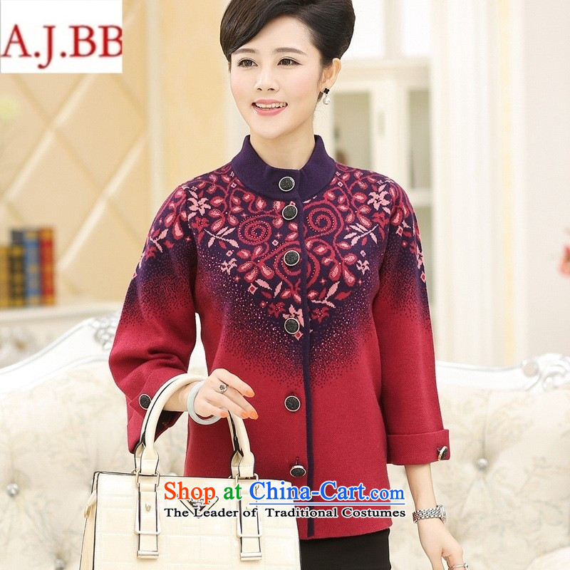 Orange Tysan *2015 autumn and winter in the new Elderly Women fall jackets knitting cardigan load mother stamp female XXXL,A.J.BB,,, Purple Shopping on the Internet