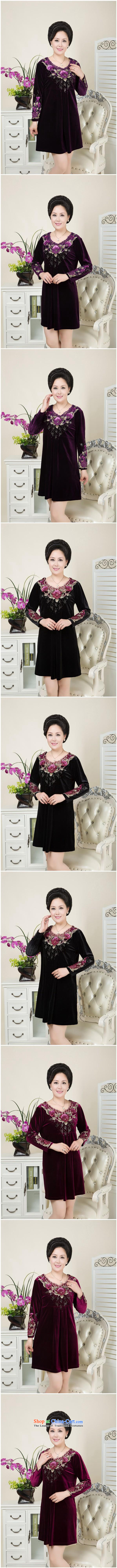Orange Tysan *2015 autumn and winter new larger elderly mother with long-sleeved Kim velvet stamp skirts purple XXL picture, prices, brand platters! The elections are supplied in the national character of distribution, so action, buy now enjoy more preferential! As soon as possible.