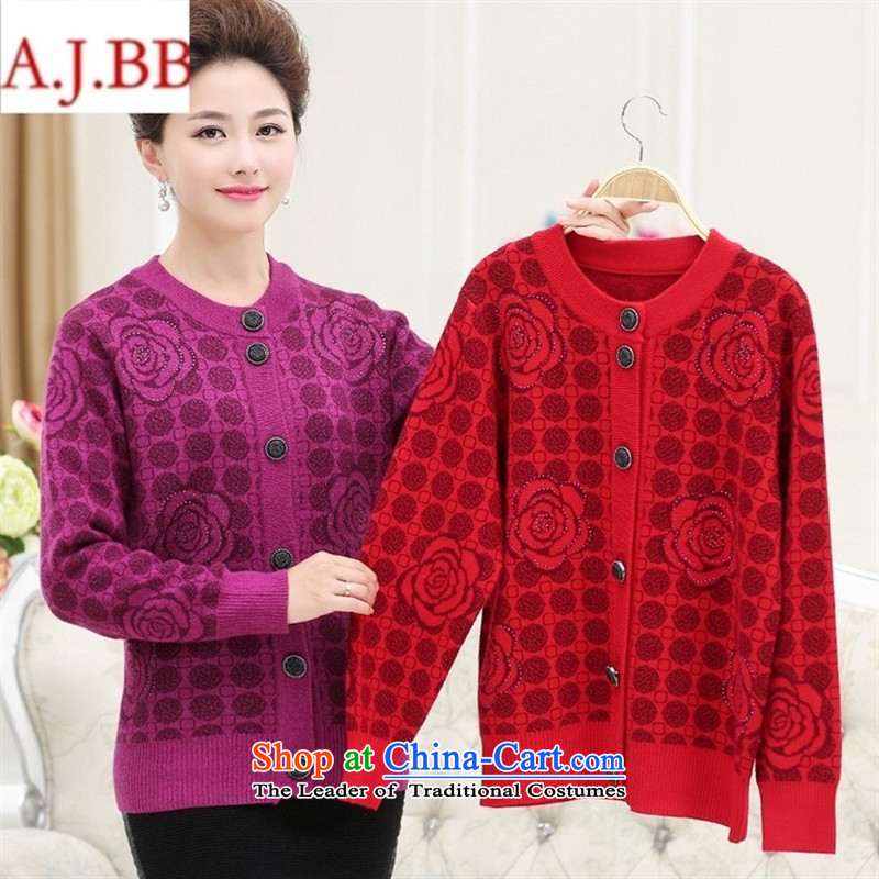 Orange Tysan * autumn and winter in the new Elderly Women Knitted Shirt loose large thick code mother woolen coats cardigan grandma replacing a couplet XXL,A.J.BB,,, shopping on the Internet
