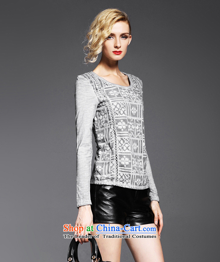 Ya-ting shop autumn and winter new women stitching round-neck collar long-sleeved leisure wild Ms. T-shirt, forming the Sau San WN11014 shirt Gray L picture, prices, brand platters! The elections are supplied in the national character of distribution, so action, buy now enjoy more preferential! As soon as possible.
