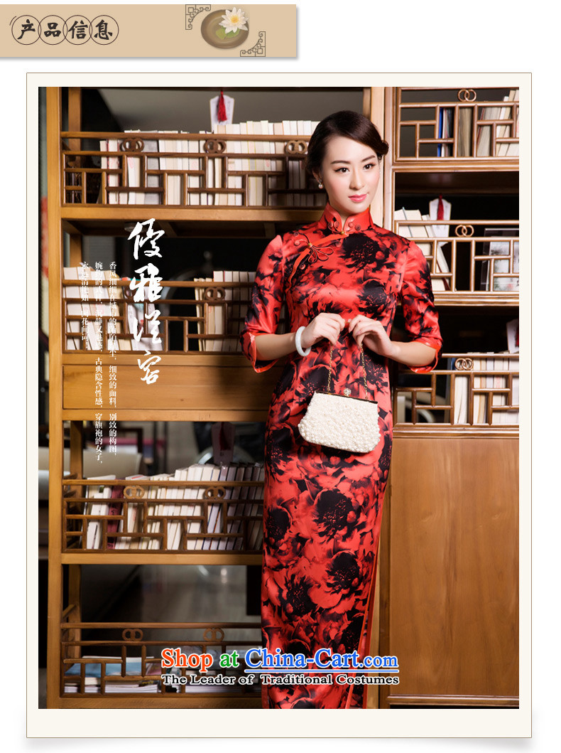 The Wu female red 2015 Fall/Winter Collections of silk cheongsam dress retro long of daily mother load of 7 qipao cuff upscale dinner dress dark red S picture, prices, brand platters! The elections are supplied in the national character of distribution, so action, buy now enjoy more preferential! As soon as possible.