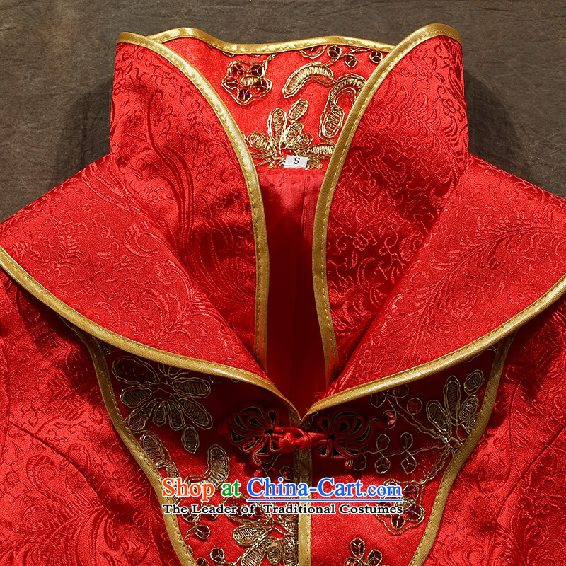 Non-you do not marry 2015 autumn and winter new bride in the cheongsam wedding dress long-sleeved red Chinese Antique wedding services brides back door bows with 7 long skirt M Non-sleeved you do not marry shopping on the Internet has been pressed.