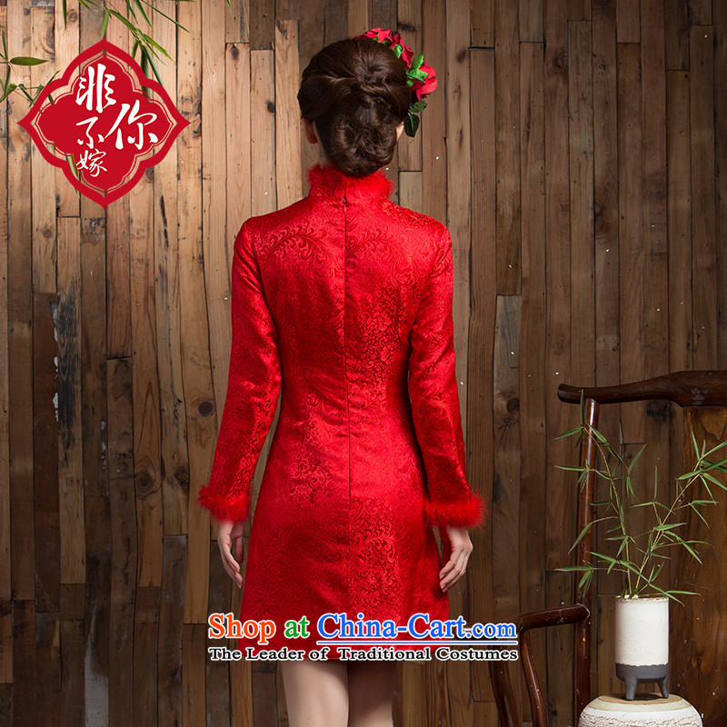 Non-you do not marry cheongsam dress Stylish retro 2015 short, Phoenix Chinese qipao Sau San improved wedding dress autumn and winter long-sleeved red M-serving drink you do not marry shopping on the Internet has been pressed.