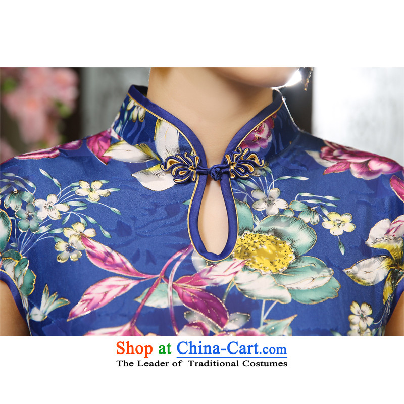 Leung Ching-day pipa pressed to micro-scouring pads short of Kim qipao retro improved load mother Sau San annual stylish blue dress , Stephen micro-ching , , , shopping on the Internet