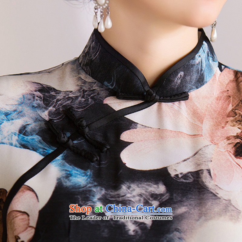 Yuan of night Lin 2015 improved load autumn qipao retro 7 Cuff. long skirt qipao gown cheongsam Ms. new ethnic QD284 picture color pixel YUAN YUAN XL, SU) , , , shopping on the Internet