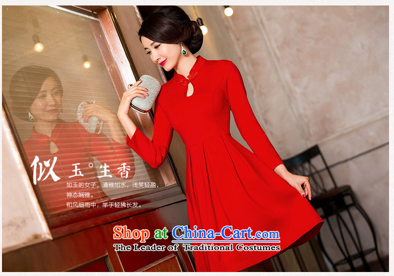 Mr Yuen Long-sleeved qipao of che wan winter clothing improved cheongsam dress girl brides with bows to skirt the new banquet cheongsam dress  HY6118 large red L picture, prices, brand platters! The elections are supplied in the national character of distribution, so action, buy now enjoy more preferential! As soon as possible.