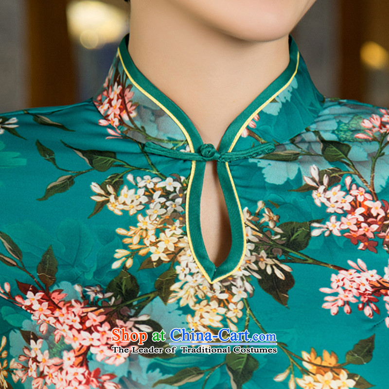 The creation of the Hong Kong 2015 Double 歆 long cheongsam with retro improvement of the Sau San autumn in long qipao cheongsam dress temperament and stylish SAIKA M11033 green ink 歆 S (MOXIN) , , , shopping on the Internet