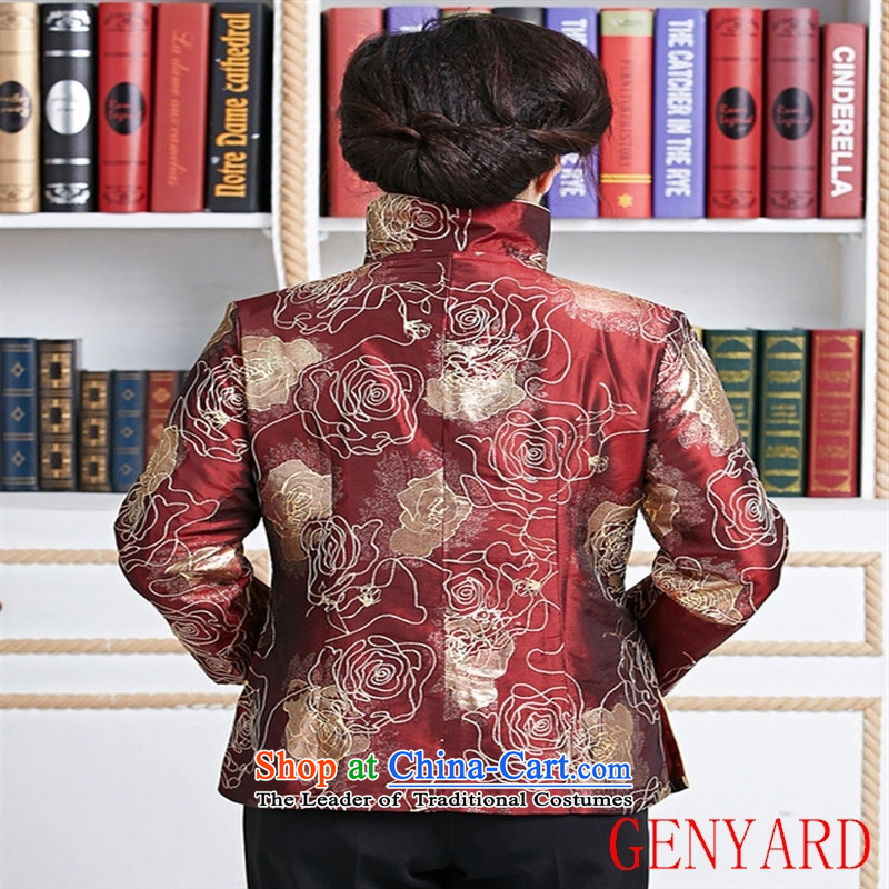 Genyard2015 spring and summer new Tang dynasty women clothes embroidery Chinese Jacket Foutune of video to disc is deducted thin collar brown L,GENYARD,,, shopping on the Internet