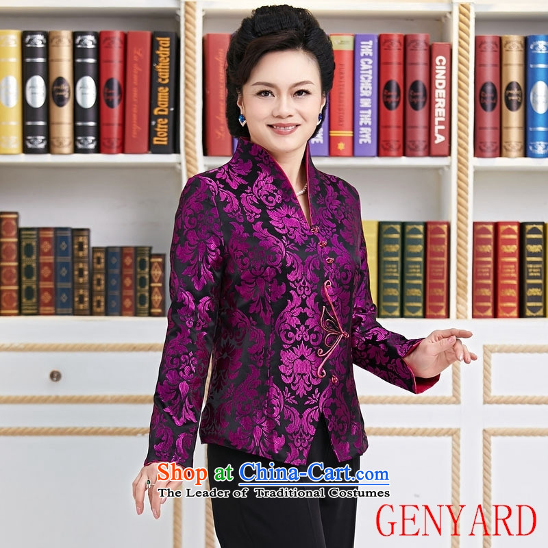 Ms. older GENYARD Tang dynasty Long-sleeve temperament as the spring and autumn jacket decorated mother coat purple L,GENYARD,,, Purple Shopping on the Internet