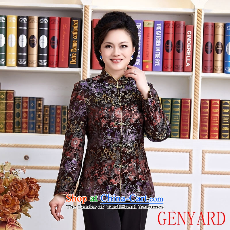 The elderly in new GENYARD ethnic Chinese President Tang dynasty improved long-sleeved load spring and autumn mother blouses female red XXXXL,GENYARD,,, shopping on the Internet