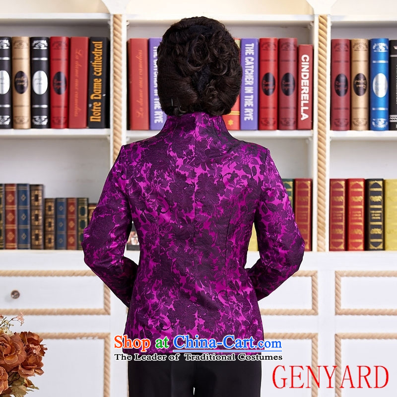 Tang Dynasty new GENYARD female spring and autumn China wind improved Han-embroidered dress shirt improved stylish long-sleeved XXXXL,GENYARD,,, Purple Shopping on the Internet