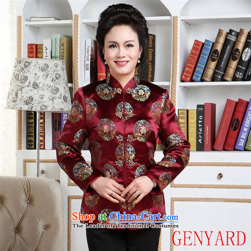 The elderly in new GENYARD Happy Middle-aged Tang Dynasty Ms. Fall_Winter Collections of older women's robe Tang dynasty 9005 red cotton jacket grandma M