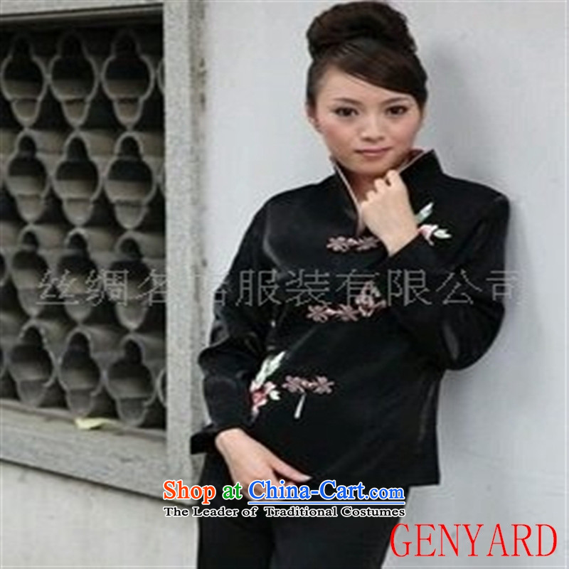 The elderly in the new paragraph GENYARD Chinese Manual Tray Tie with stylish Ms. Tang Tang-black embroidery XXXL,GENYARD,,, shopping on the Internet